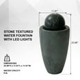 thumbnail image 3 of X-Brand 25.98" Round Stone Indoor/Outdoor Modern Sphere Water Fountain with LED Lights, Dark Green, 3 of 11