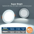 thumbnail image 6 of 24 Pack 6 Inch 5CCT Ultra-Thin LED Recessed Ceiling Light with Junction Box, Dimmable Canless Wafer Downlight, 12W, 1050LM Brightness, ETL&FCC, 6 of 9