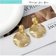 thumbnail image 4 of Big Disc Drop Earrings Gold Dangle Earrings Round Hammered Earrings Women, 4 of 7