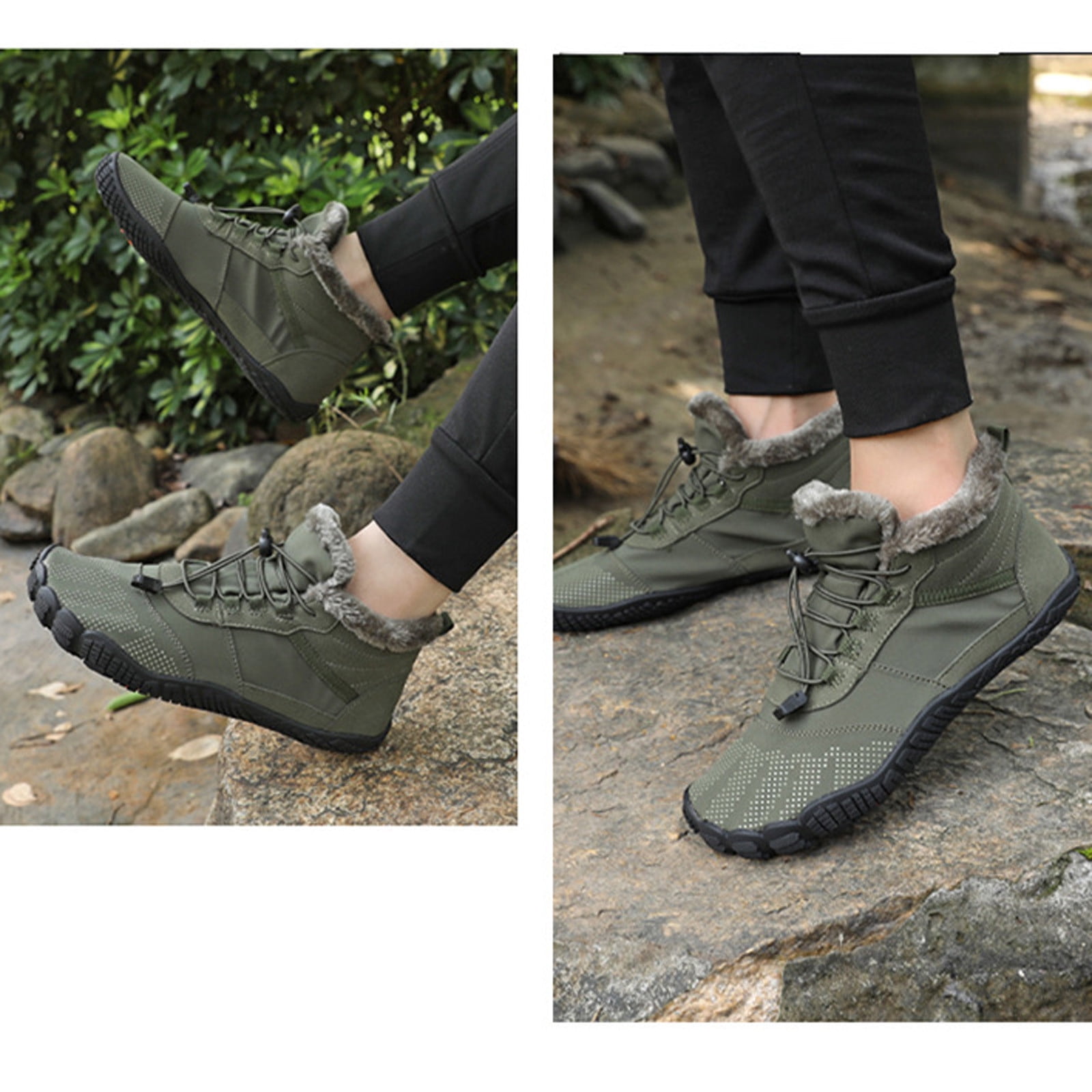 Sexlip Barefoot Shoes For Men Winter Warm Water Proof Suede Leather Hiking Boots Outdoor Trekking Comfortable Breathable Lightweight Shoes Yellow 41