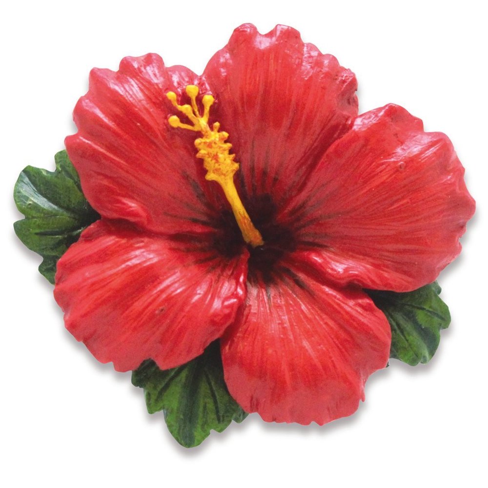 HandPainted Resin Ornaments HIBISCUS RED