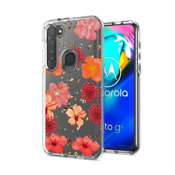 Pressed Dried Flower Design Phone Case For Motorora G Stylus In Red