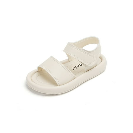 

Rotosw Kids Flats Open Toe Flat Sandals Summer Sandal Lightweight Beach Walking Shoe Outdoor Non-slip Casual Shoes Beige 11.5C