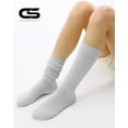 thumbnail image 4 of Miaocao Women's Slouch Crew Socks Scrunch Knit Cotton Calf Tube Socks 3 Pairs, 4 of 7