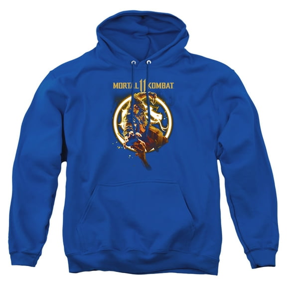 Mortal Kombat Xi Scorpion Flames Unisex Adult Pull-Over Heather Hoodie, Small, Royal