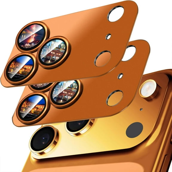 2 Pack Camera Lens Protector Compatible with iPhone 17 Pro Max,Metal Aluminum Alloy Tempered Glass Camera Protector,Case Friendly