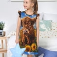 thumbnail image 4 of Balery Cloud Sky Sunflower Cow Camisón de princesa para niñas, pijama de algodón con mangas abullonadas, suave y bonito.-Large, 4 of 6