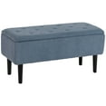 thumbnail image 1 of HOMCOM Ottoman avec Rangement et Pieds en Bois, Ottoman de Rangement 57 L, Bleu, 15 Pouces, 1 of 10