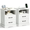 thumbnail image 5 of Nightstand Set of 2 with Charging Station, Farmhouse End Table with 2 Drawers Storage Side Table Bedside Cabinet for Bedroom Living Room, 5 of 13
