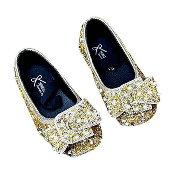 DMDUOU Girls Dress Shoes Chunky Loafers for Girl Penny Loafers Round Toe School Uniform Slip On Oxford Shoes Gold 12 Years