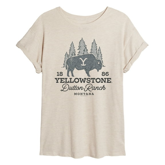 Yellowstone - Dutton Ranch Bison Sketch - Juniors Ideal Flowy Muscle T-Shirt