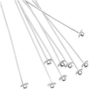 - Beadalon Silver Plated Coil Dome Head Pins - 21 Gauge - 2 Inches (10)