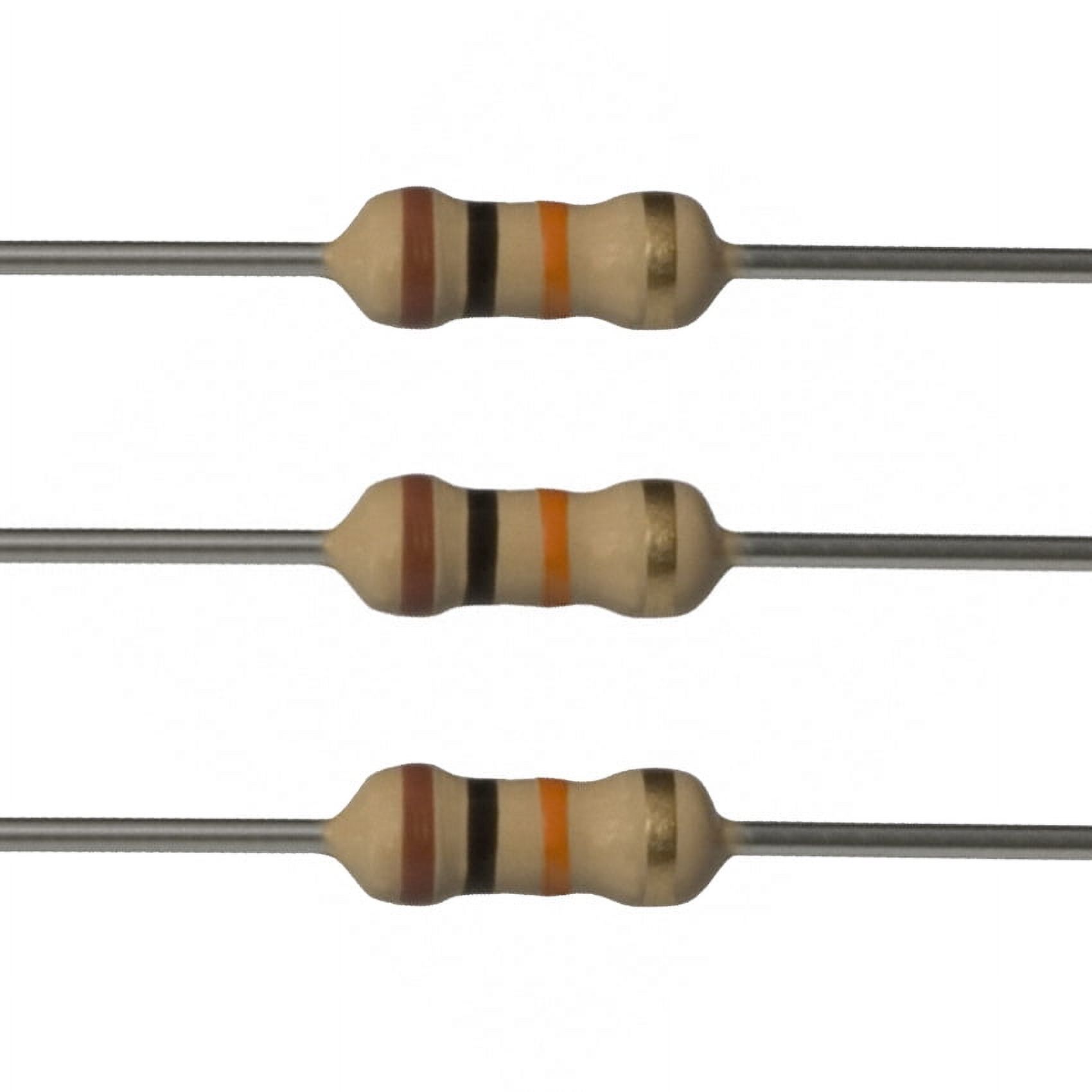 50x 10k Ohm 0.5W Carbon Film Resistors – Axial Lead – ±5% Tolerance – 500mW