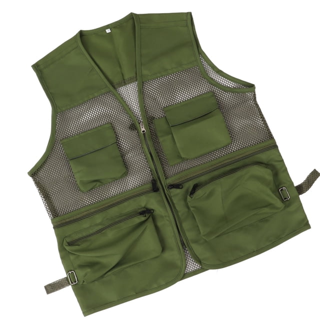 Chaleco militar, duradero, transpirable, con múltiples bolsillos, de malla, para pesca, para actividades al aire libre, XL, verde militar