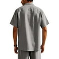 thumbnail image 3 of Hogleaql Sun Shirts for Men Casual Button Down Short Sleeve Shirts Beach Wedding Business Lightweight Loose Fit T-Shirts Dark Gray 2XL, 3 of 8