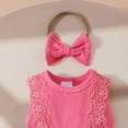thumbnail image 4 of HCNTES Toddler Baby Girl Clothes: Soft Fabric Infant Outfits Short Sleeve Romper & Shorts 3PCS Outfits Set Cute Spring Summer Home Outing(Z01-Hot Pink,6-9 Months), 4 of 5
