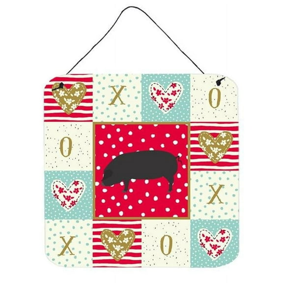 Caroline's Treasures CK5358DS66 Devon Large Black Pig Love Wall or Door Hanging Prints, Red, 6x6, multicolor