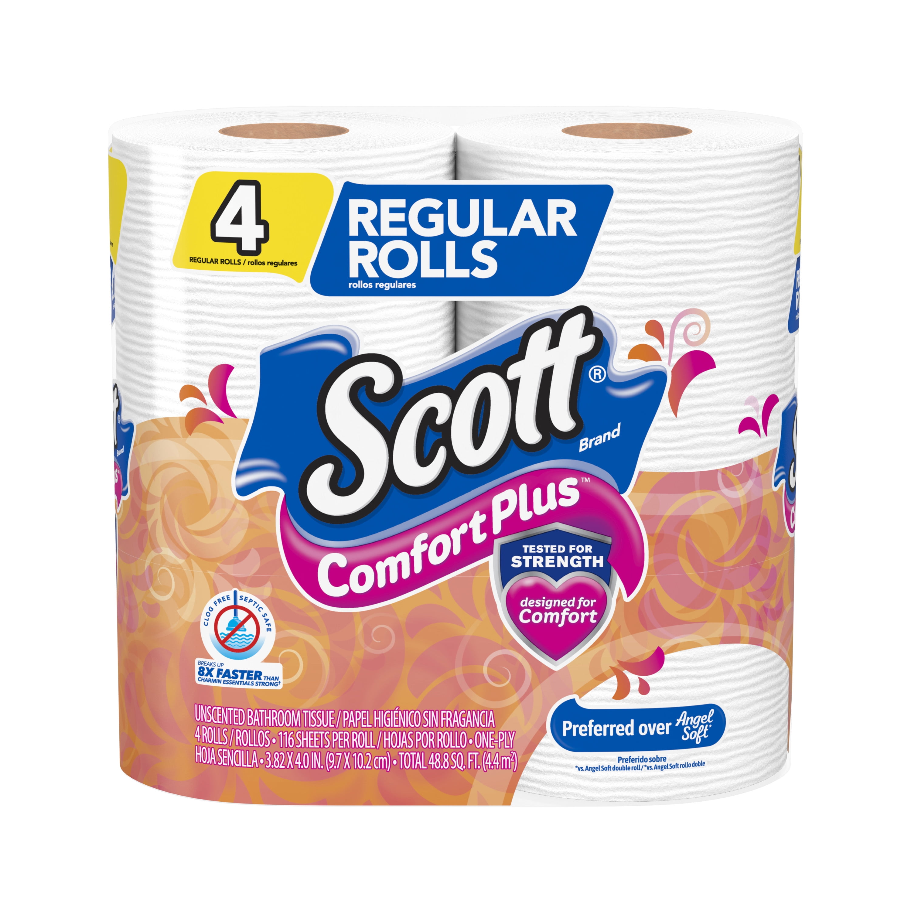 Scott Comfortplus Toilet Paper Regular Roll 4 Rolls Bath Tissue