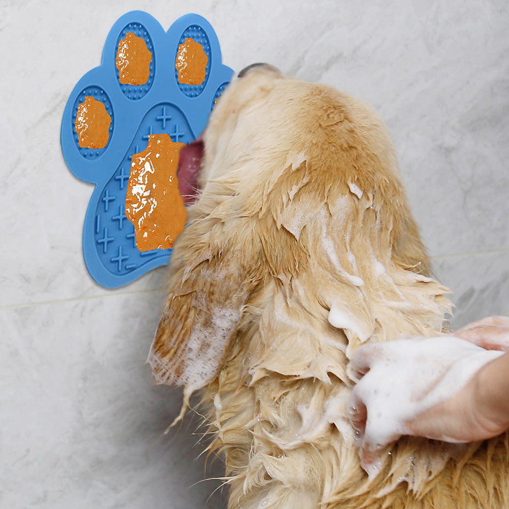 Dog Lick Mat Reusable and Washable Silicone Dog and Puppy Training Kit Includes Two Kanix Pups Dog Lick Pad and Dog Grooming Brush Bundle and Bath Brush for Dogs and Puppies 