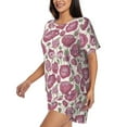 thumbnail image 2 of "Wukai Rose Flowers Women's Pajama Set - Short-Sleeve Top and Shorts with Elastic Waistband and Pockets for Loungewear, Yoga, and Casual Wear-XX-Large, 2 of 8