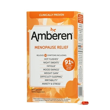 Amberen Multi-Symptom Menopause Supplements for Women, Night Sweats & Hot Flash Relief, 60 Count