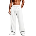thumbnail image 2 of Domuza Men's Baggy Fleece Wide Leg Sweatpants, Loose Fit Drawstring Elastic Waist Lounge Pants with Side Pockets, Warm Streetwear Sweat Pants for Fall Winter, 2 of 6