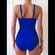 thumbnail image 5 of Traje de Baño de una Pieza para Mujer, con Control de Abdomen, Fruncido, con Recortes y Aros en U Azul M, 5 of 7