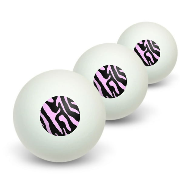 Zebra Print Black Light Pink Novelty Table Tennis Ping Pong Ball 3 Pack