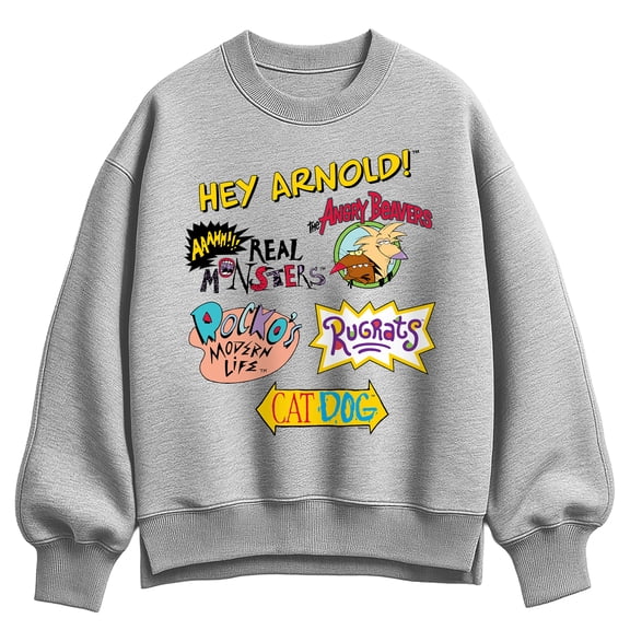 Nickelodeon - Retro Nick Logos Oversized Fleece Crew Sweatshirt