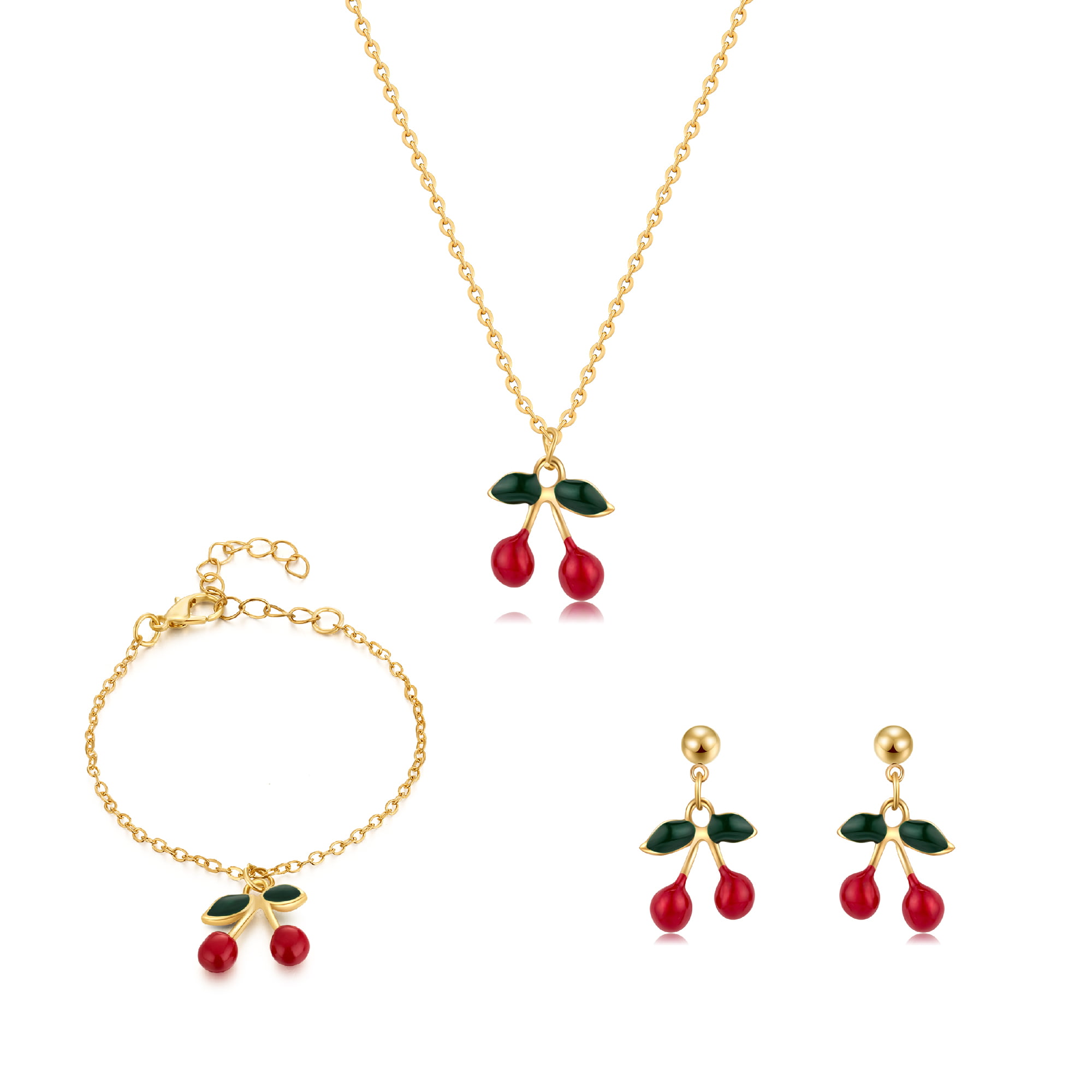 Buyless Fashion Girls And Women Cherry Jewelry Set Red Cherry Dangle ...