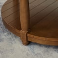 thumbnail image 6 of CQSXDA Large Round Upholstered Tufted Linen Wood Shelf Storage Coffee Table, For Living Room, Charcoal, 6 of 7