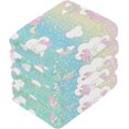 thumbnail image 3 of Coolnut Rainbow Color Unicorn Cloud Washcloths Towels, Highly Absorbent and Soft Cotton Face Cloths, 4 Pack Quick Dry Wash Cloths - 12 X 12 Inches Washcloth Gift, 3 of 7