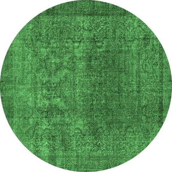Ahgly Company Indoor Round Oriental Emerald Green Industrial Area Rugs, 3' Round
