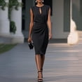 thumbnail image 2 of Women's Wear to Work Dresses Cap Sleeve Sheath Bodycon Midi Dress Ruched Business Hollow Out Office Pencil Dress, 2 of 5