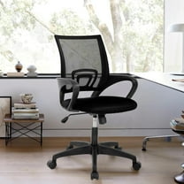 CL.HPAHKL Mesh Computer Desk Chair, Ergonomic Office Chair with Lumbar Support & Armrests Mid Back Swivel Rolling Task Chair for Home Office Study Gaming, Black