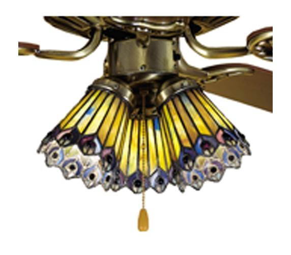 4"W Tiffany Jeweled Peacock Fan Light Shade