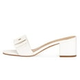 thumbnail image 3 of YDN Women Glossy Open Toe Bowknot Mules Slip On Mid Chunky Block Heel Slide Sandals Chic Daily Dressy Shoes Size 5 White, 3 of 4