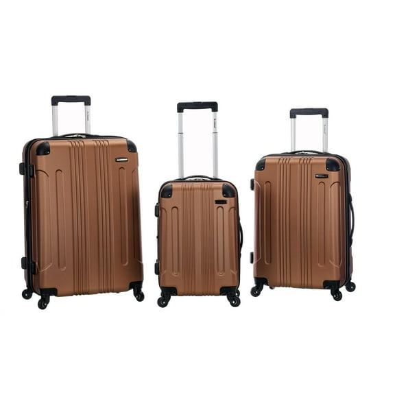 Rockland 20” Unisex 3-Piece Hardside Spinner Luggage Set, Brown