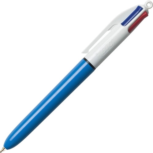 BIC 4-Color Retractable Pen Medium Pen Point - Refillable - Retractable - Multi, Black, Red, Green - Blue, White Barrel - 1 Each