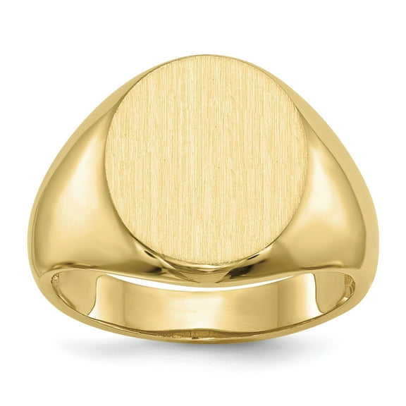 14k Yellow Gold Solid Brushed Polished Mens Signet Ring Size 10 Ring for Men - 5.7 Grams
