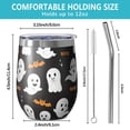 thumbnail image 5 of 12oz Stemless Wine Tumblers Halloween Ghosts and Bats Pattern Vacuum Insulated Stainless Steel Travel Tumbler Cups Mug with Lid and Straw for Champaign,Cocktail,Beer with Cleaning Brush, 5 of 5