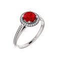 thumbnail image 2 of Bague Zircone Cubique Accentuée avec Halo de Rubis en Argent 925, 2 of 8
