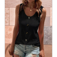thumbnail image 5 of Women'S Button Front Tank Top 2025 Summer Casual Loose Fit Scoop Neck Sleeveless Tops Black XXXL, 5 of 6