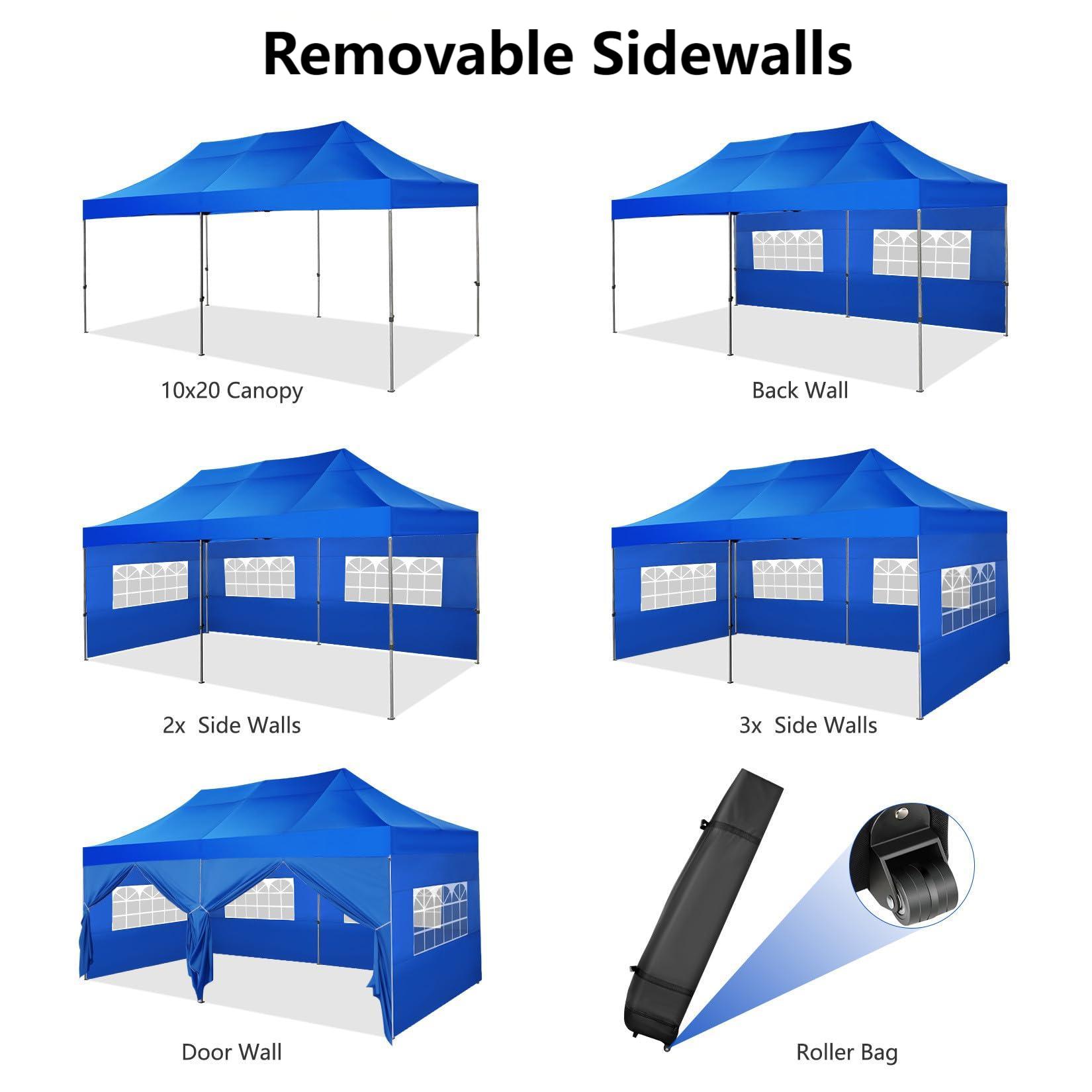 COBIZI 10x20 Heavy Duty Pop up Canopy Tent with Sidewalls, Commercial ...