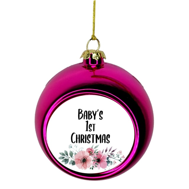 Baby 1st Christmas Ornament New Baby First Year Ornament Babys First Christmas Xmas Ornament - Baby 1st Xmas Ornament Christmas DÃ©cor Pink Ball Ornaments