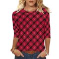 thumbnail image 2 of Blmnix Red Work Out Tops Gym for Women 3/4 Sleeve Christmas Crew Neck Womens Fall Outfits Clothing Tops, 2 of 7