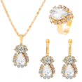 thumbnail image 2 of CILENON Water Drop Jewelry Set Personalized Fashion Colorful Water Diamond Necklace Earrings Ring Set Bridal Jewelry (White,One Size), 2 of 4