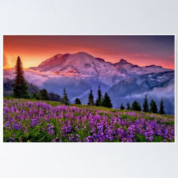 Washington, Mt Rainier National Park Poster, 8x12 UNFRAMED