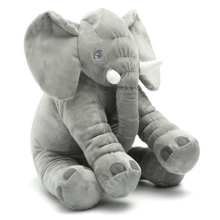 Stuffed Soft Baby Head Stuffed Animal Soft Cushion Baby Sleeping Soft Pillow Elephant Plush Cute Toy for Kids Birthday Christmas Gift - Grey ()