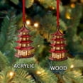 thumbnail image 4 of ViciArt Pagoda Christmas Ornament, Asian Architecture Holiday Decoration, Red Lantern Style, 4 of 4
